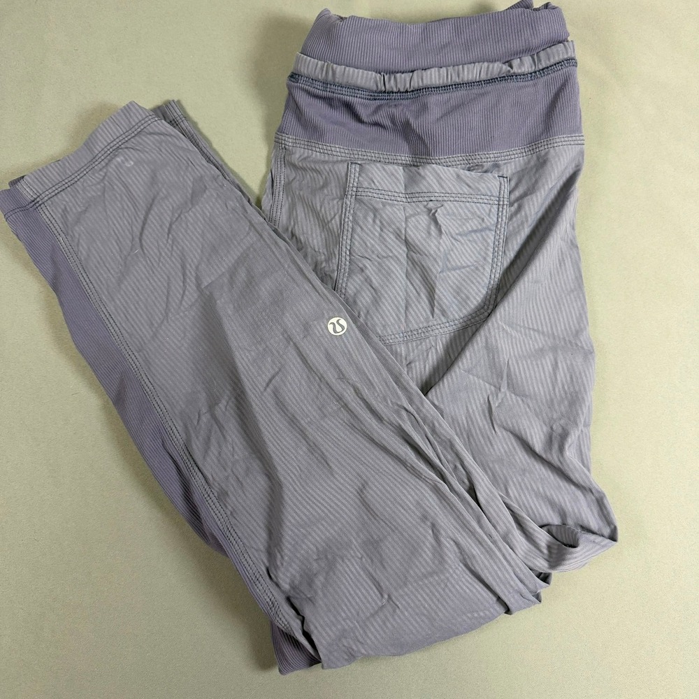 Lululemon Studio Jogger Pants Heather Gray Striped Cropped Women's Size 8